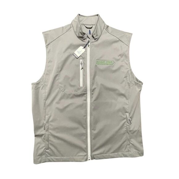 NWT Johnnie-O Golf Performance Full Zip Softshell Crest Vest Gray Large Men $145